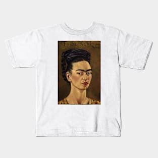 Self Portrait in Red and Gold Dress by Frida Kahlo Kids T-Shirt